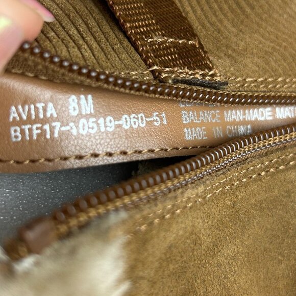 BareTraps Avita Suede Faux Fur Ankle Boots Womens 8 Tan Side Zip Weatherproof - Picture 5 of 11